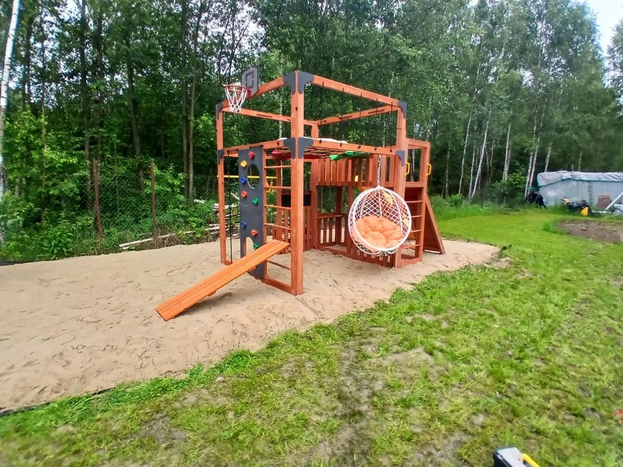 Детская площадка Савушка КУБ-3 с коконом и подушками