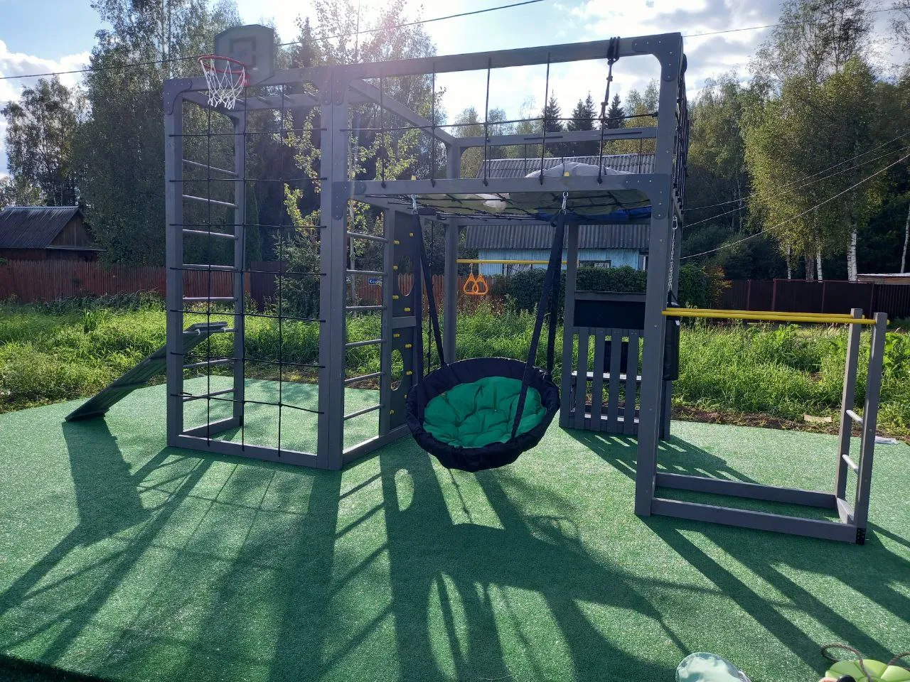 Детская площадка Савушка КУБ-2 с подушками (Серый)