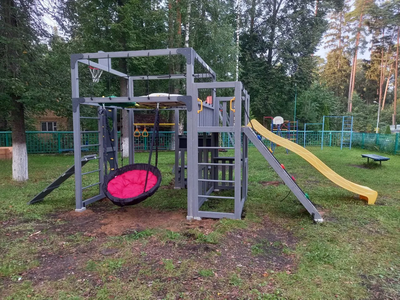 Детская площадка Савушка КУБ-3 с подушками (Серый)