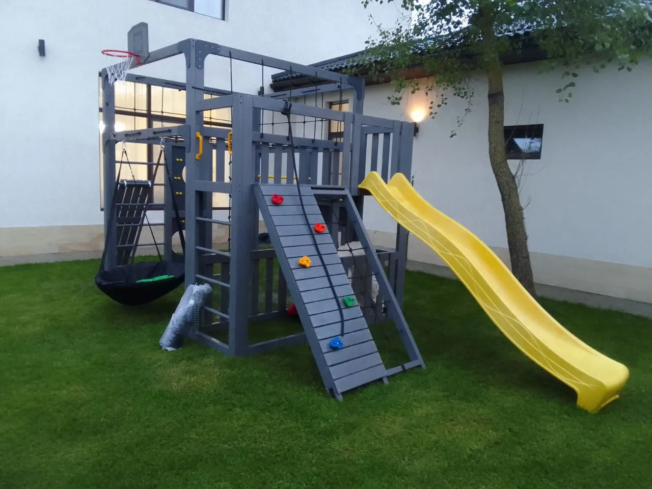 Детская площадка Савушка КУБ-3 (Серый) с подушками