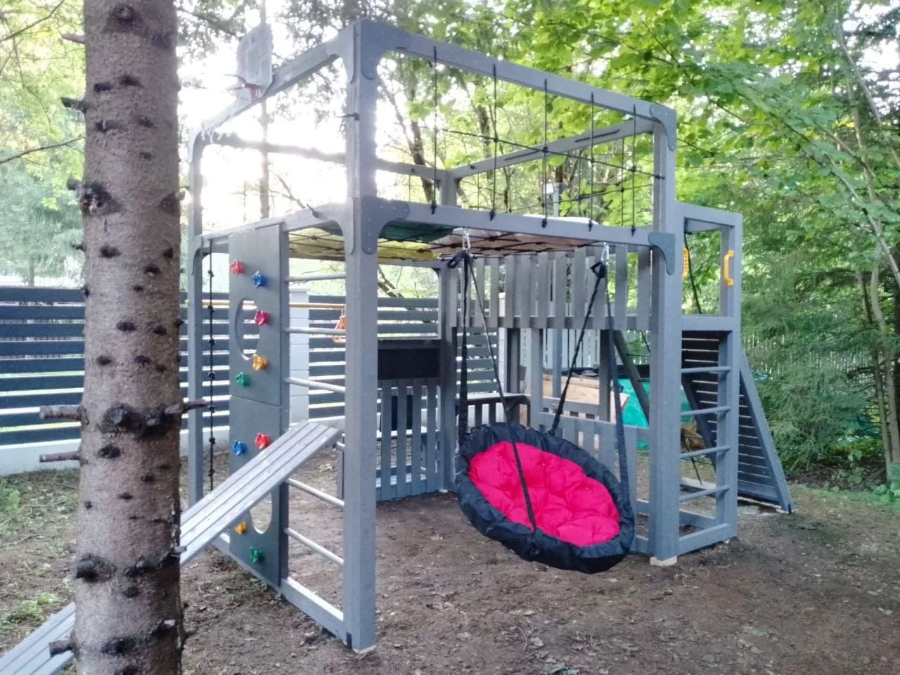 Детская площадка Савушка КУБ-3 (Серый) с подушками