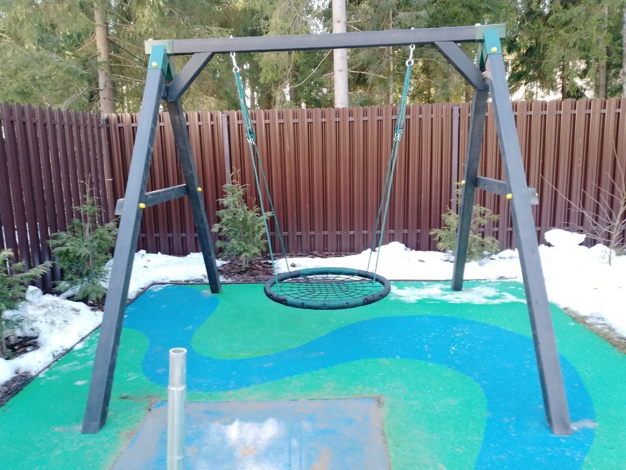 Качели "Сава" с качелями Гнездо (Black), КП Пушкинский лес