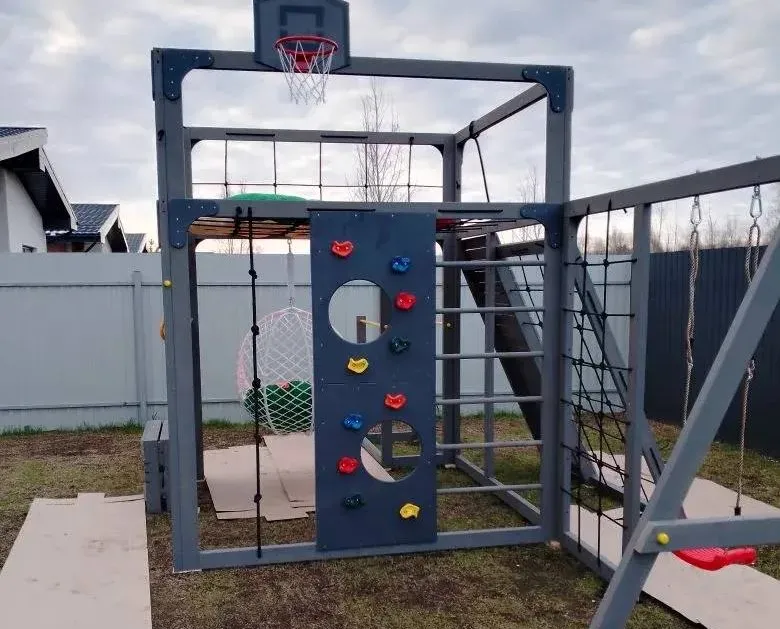 Детская площадка Савушка КУБ-7 (Серый) с коконом и подушками