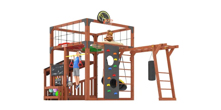 Детская площадка Савушка КУБ-4 (Махагон) с подушками