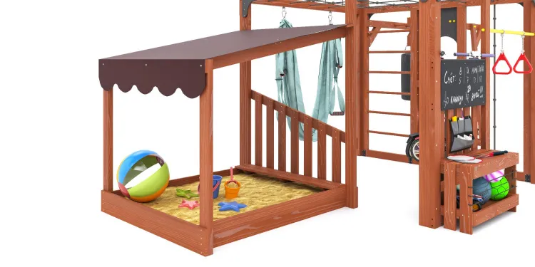 Детская площадка Савушка КУБ-4 (Махагон) с гамаком для йоги