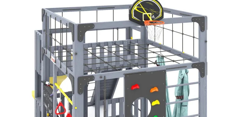 Детская площадка Савушка КУБ-3 (Серый) с гамаком для йоги