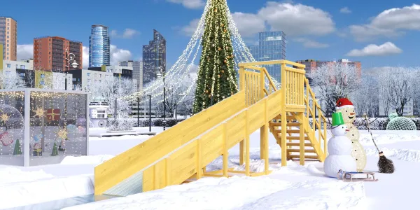 Зимняя горка Савушка Зима Wood 2 (скат 5м)