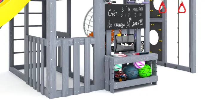 Детская площадка Савушка КУБ-3 (Серый) с подушками и коконом