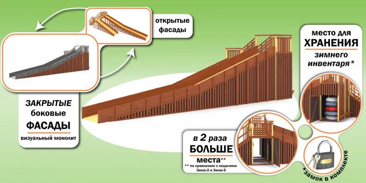 Зимняя горка Савушка Зима 14 с закрытыми фасадами