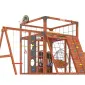 Детская площадка Савушка КУБ-7 (Махагон) с качелями Лодочка и коконом
