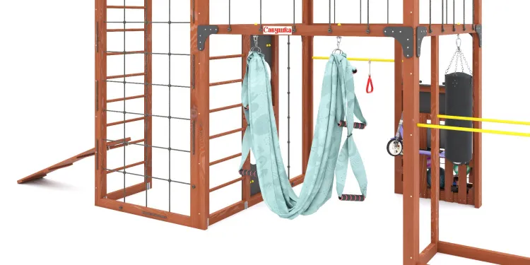 Детская площадка Савушка КУБ-2 (Махагон) с гамаком для йоги