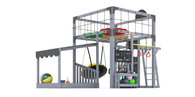 Детская площадка Савушка КУБ-4 (Серый) с подушками