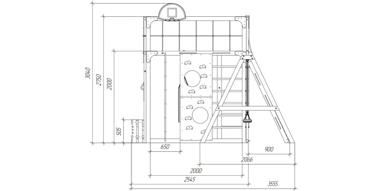 Детская площадка Савушка КУБ-7 (Серый) с качелями Лодочка и коконом