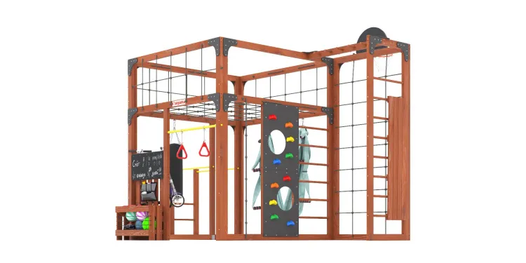 Детская площадка Савушка КУБ-2 (Махагон) с гамаком для йоги