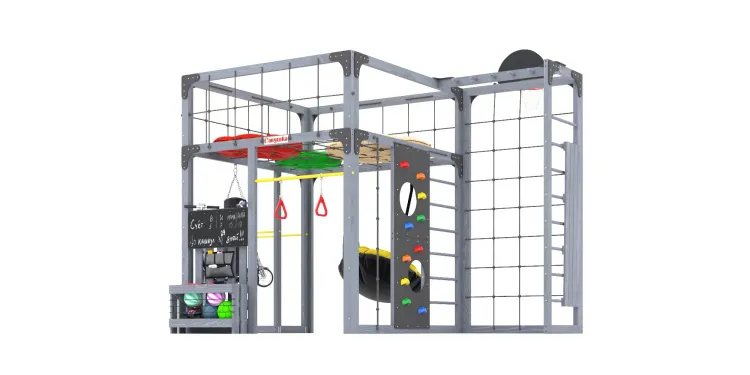 Детская площадка Савушка КУБ-2 (Серый) с подушками
