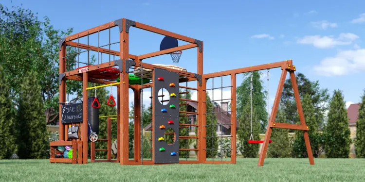 Детская площадка Савушка КУБ-6 (Махагон) с подушками