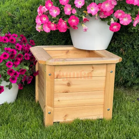 Кашпо для цветов из массива дерева, без окрашивания (500х500х415 мм)