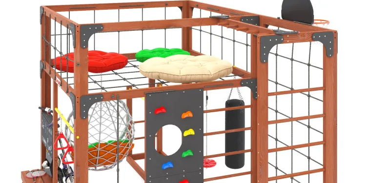 Детская площадка Савушка КУБ-2 (Махагон) с подушками и коконом