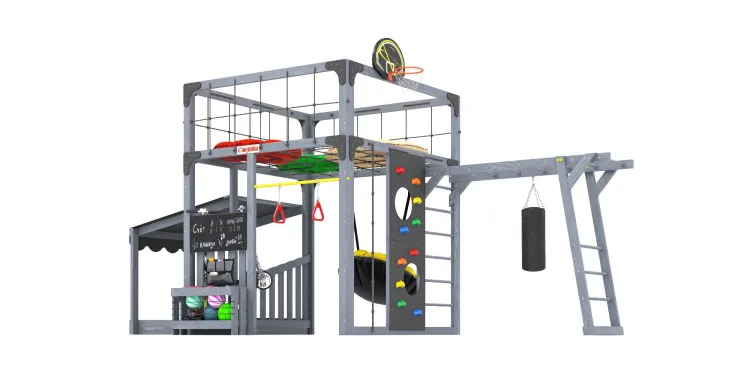 Детская площадка Савушка КУБ-4 (Серый) с подушками