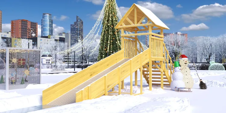 Зимняя горка Савушка Зима Wood 5/1 (ширина ската 1,25м)