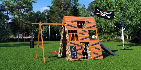 Спортивный домик Савушка База-2 (Милитари) с качелями