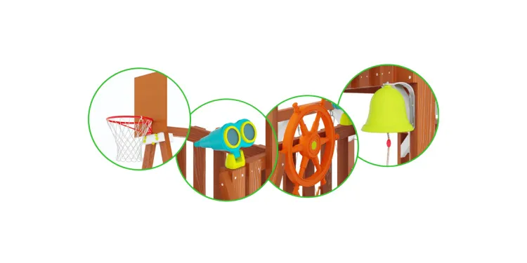 Комплект игровых аксессуаров № 1 (бинокль, штурвал, колокол-рында, баскетбольное кольцо)