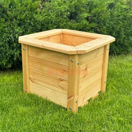 Кашпо для цветов из массива дерева, без окрашивания (500х500х415 мм)