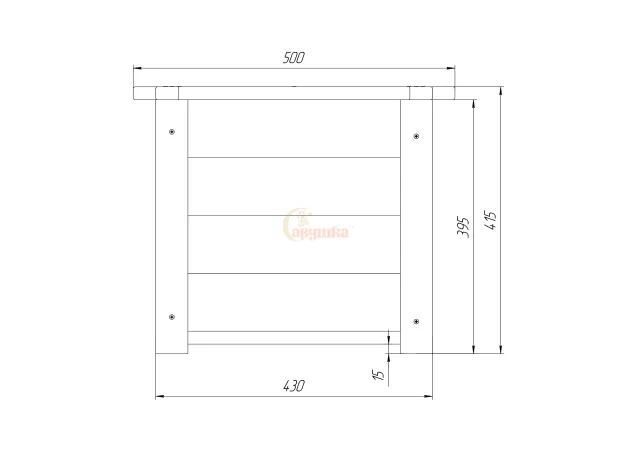 Кашпо для цветов из массива дерева, без окрашивания (500х500х415 мм)