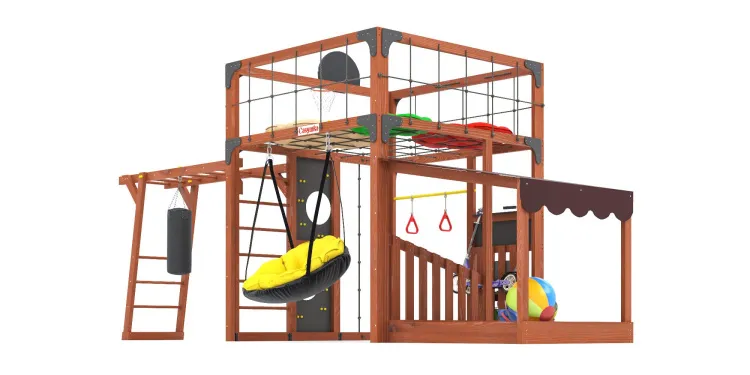 Детская площадка Савушка КУБ-4 (Махагон) с подушками