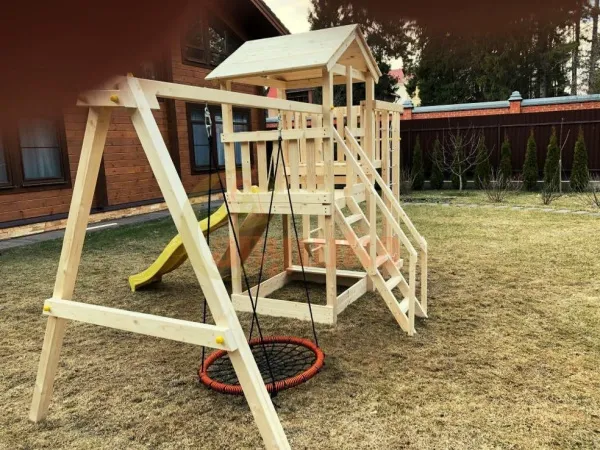 Детская площадка Савушка Мастер 3 с качелями Гнездо 1 метр