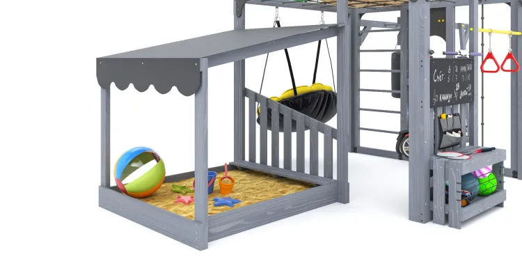 Детская площадка Савушка КУБ-4 (Серый) с подушками