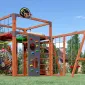 Детская площадка Савушка КУБ-7 (Махагон) с качелями Лодочка и коконом