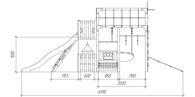 Детская площадка Савушка КУБ-3 (Серый) с подушками