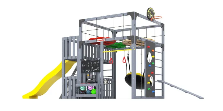 Детская площадка Савушка КУБ-3 (Серый) с подушками