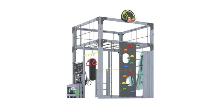 Детская площадка Савушка КУБ-1 (Серый) с гамаком для йоги