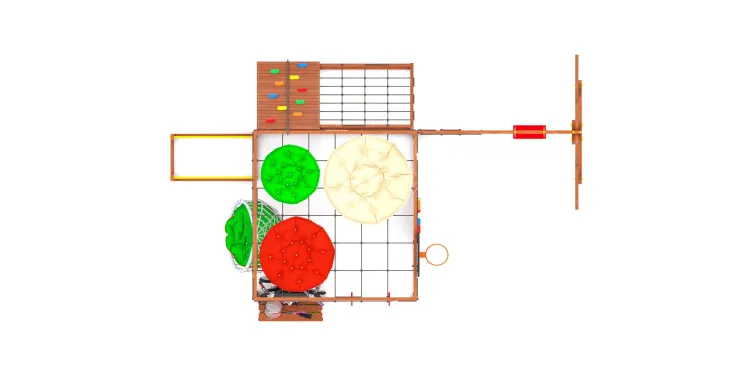Детская площадка Савушка КУБ-7 (Махагон) с качелями Лодочка и коконом