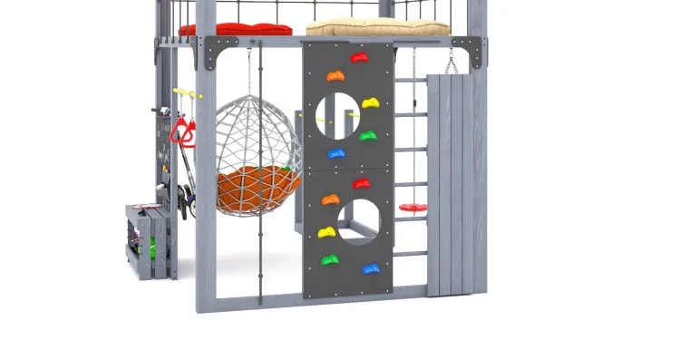 Детская площадка Савушка КУБ-1 (Серый) с подушками и коконом