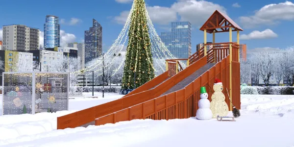 Зимняя горка Савушка Зима 14/1 с закрытыми фасадами и крышей