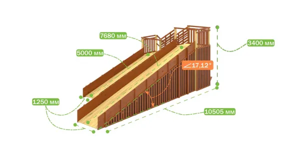 Зимняя горка Савушка Зима 13 с закрытыми фасадами и лавочкой