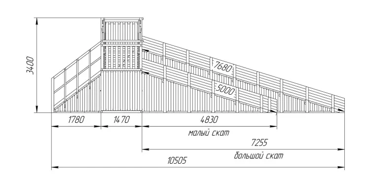 Зимняя горка Савушка Зима 13 с закрытыми фасадами и лавочкой