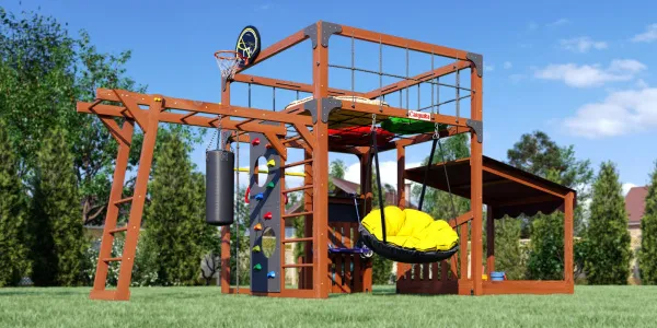 Детская площадка Савушка КУБ-4 (Махагон) с подушками