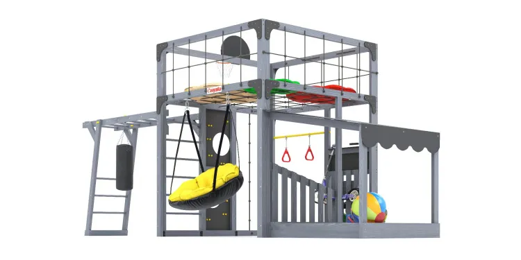 Детская площадка Савушка КУБ-4 (Серый) с подушками