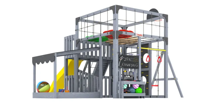 Детская площадка Савушка КУБ-5 (Серый) с подушками