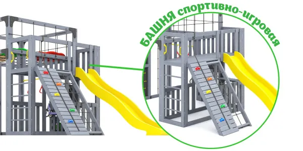 Детская площадка Савушка КУБ-3 (Серый) с подушками и коконом