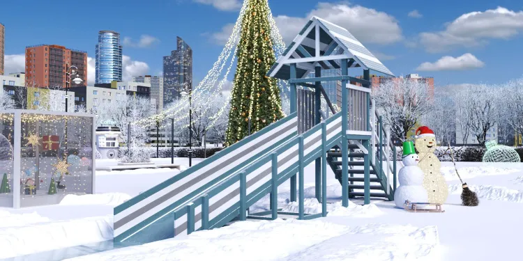 Зимняя горка Савушка Зима 5 (скат 5м) (Серый Индиго)