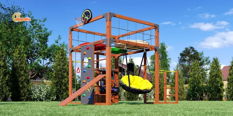 Детская площадка Савушка КУБ-1 (Махагон) с подушками