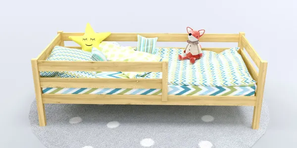 Кровать Савушка-03, 1-ярусная, 90х200, WOOD (без окрашивания)
