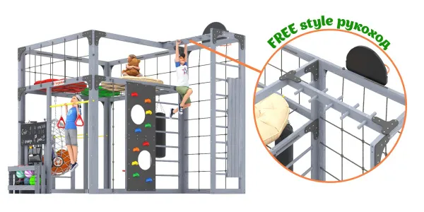 Детская площадка Савушка КУБ-2 (Серый) с подушками и коконом