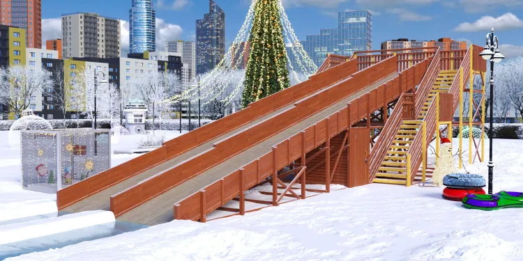 Зимняя горка Савушка Зима 12/1 с местом для хранения