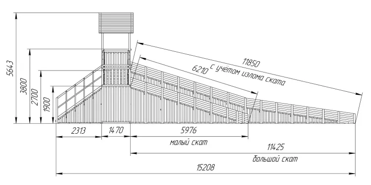 Зимняя горка Савушка Зима 14/1 с закрытыми фасадами и крышей